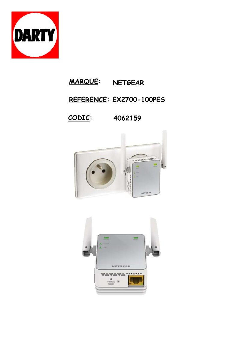 Page 1 de la notice Manuel utilisateur Netgear EX2700