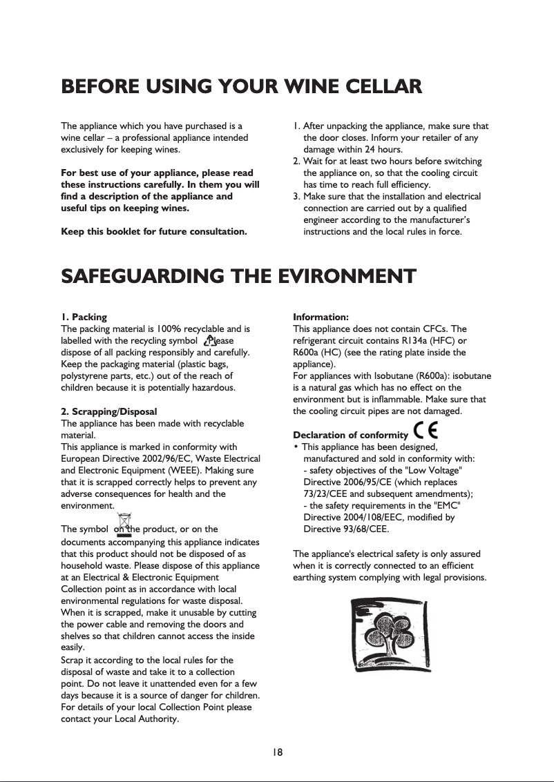 Page 1 de la notice Manuel utilisateur Whirlpool ARC 230/MR