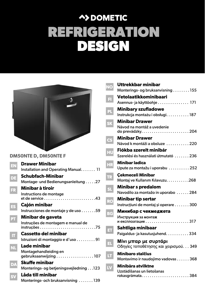 Page 1 de la notice Manuel utilisateur Dometic DM50NTE