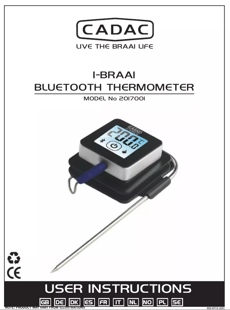 Page 1 de la notice Manuel utilisateur Cadac I-Braai 2017001