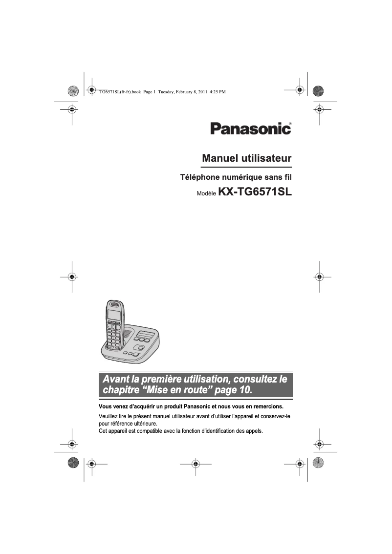 Image de la première page du manuel de l'appareil KX-TG6571SL