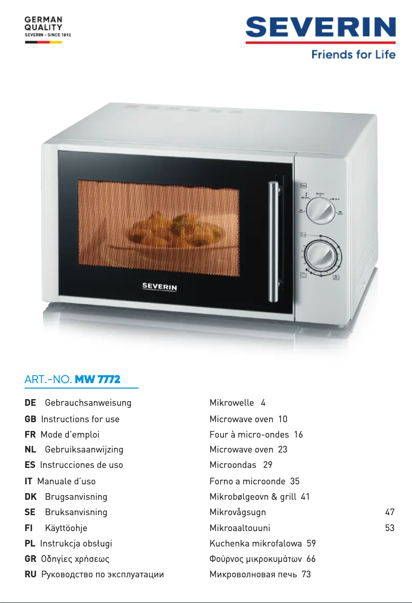 Image de la première page du manuel de l'appareil MW 7772