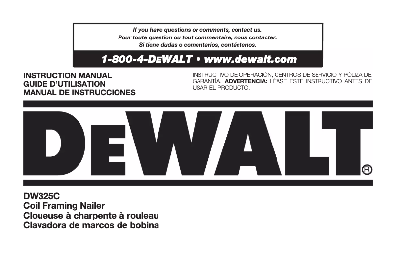 Page n°1 - Manuel utilisateur DeWalt DW325C
