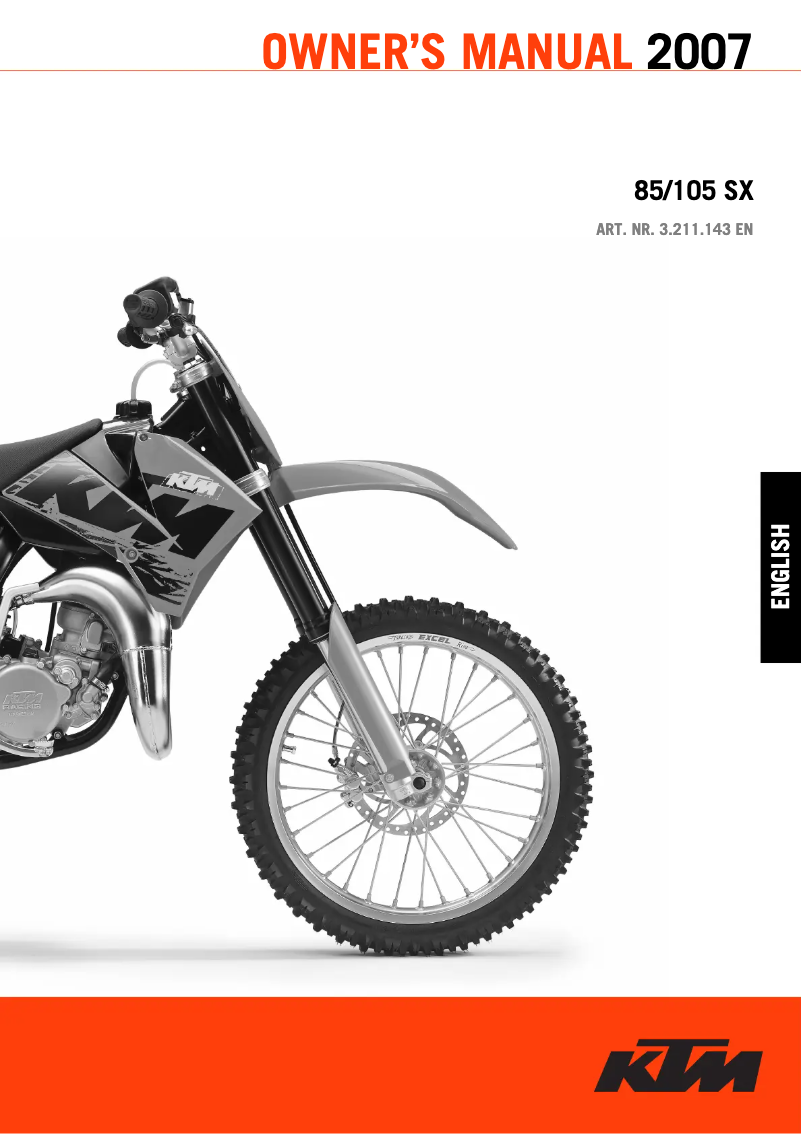 Page 1 de la notice Manuel utilisateur KTM 105 SX (2007)