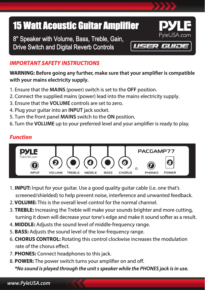 Página 1 del manual Manual de usuario Pyle PACGAMP77