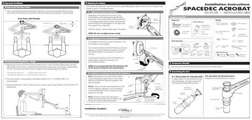 Page n°1 - Manuel utilisateur Atdec SD-AT-DK-BK
