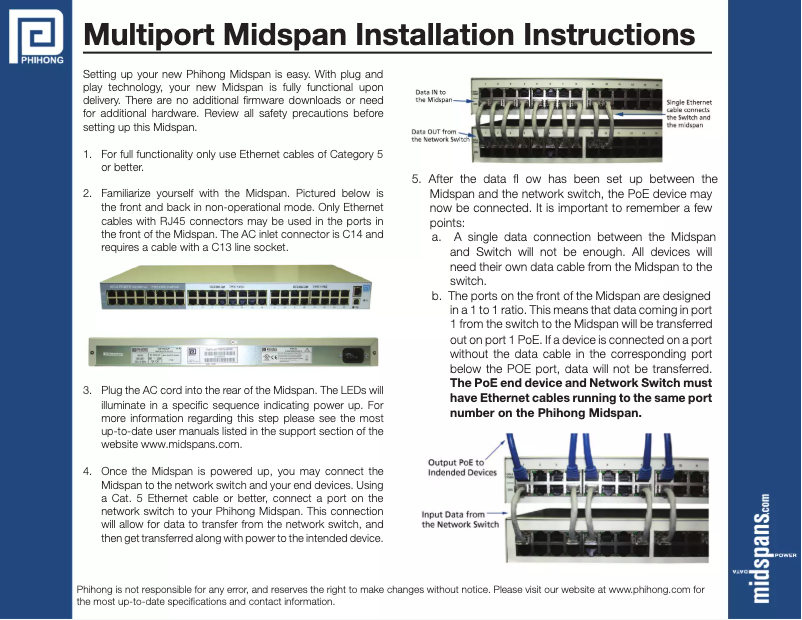 Page n°1 - Manuel utilisateur Phihong POE480U-4UP