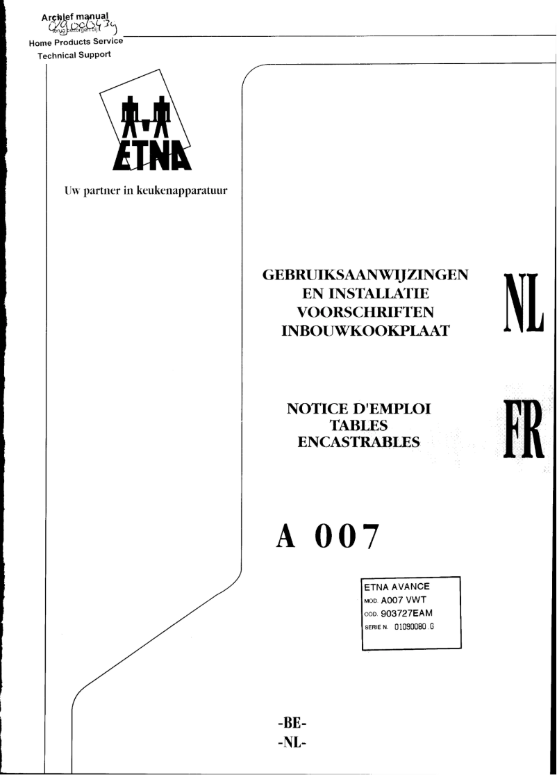 Image de la première page du manuel de l'appareil Avance A007VWT