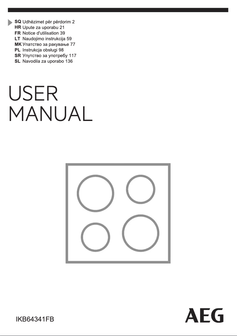 Page 1 de la notice Manuel utilisateur AEG IKB64341FB