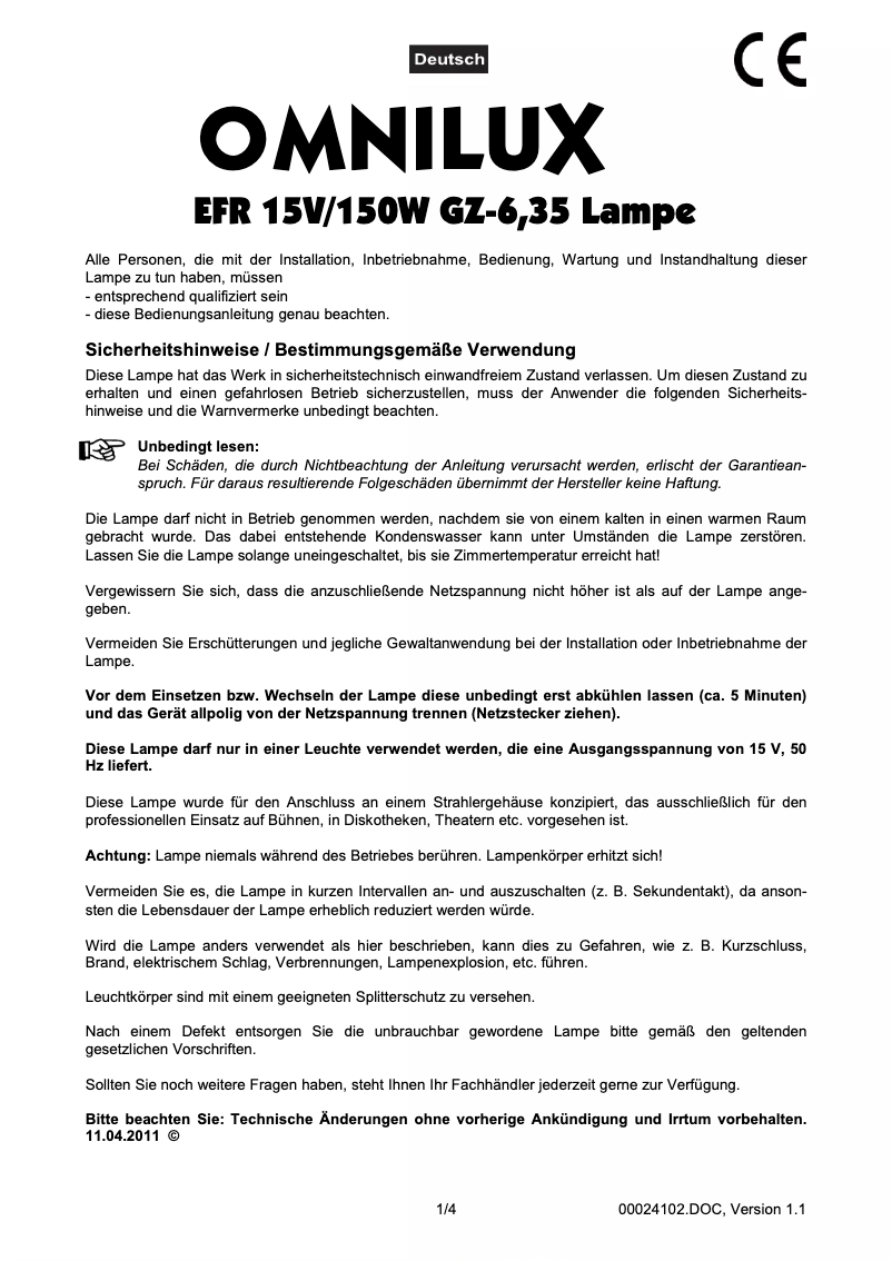 Image de la première page du manuel de l'appareil EFR 15 V