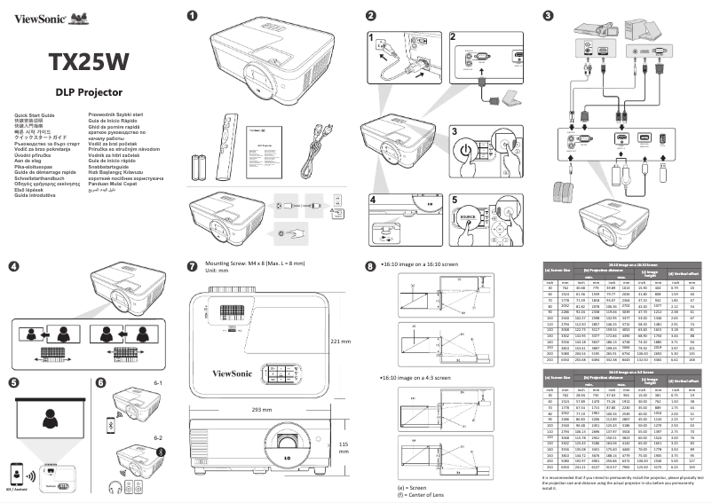 Page n°1 - Guide de démarrage rapide Viewsonic TX25W
