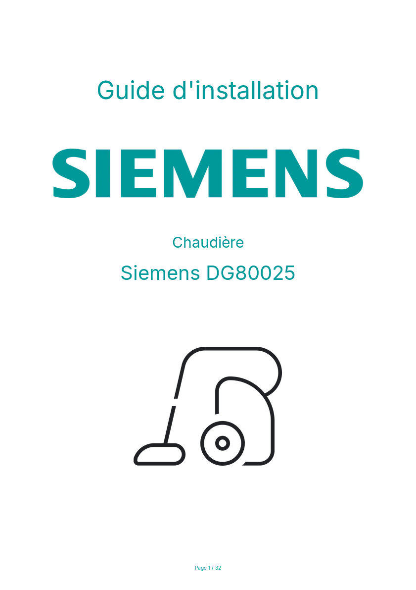 Page n°1 - Guide d'installation Siemens DG80025