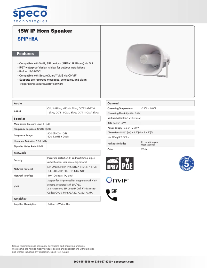 Image de la première page du manuel de l'appareil SPIPH8A