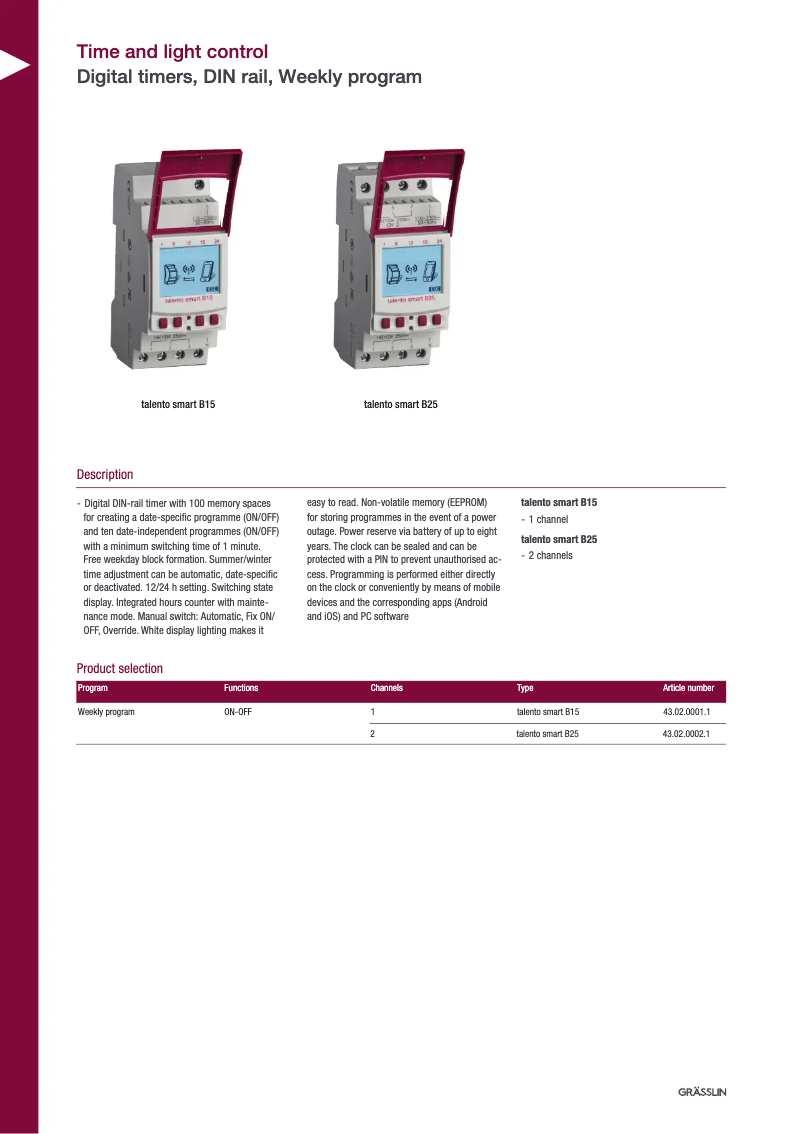 Image de la première page du manuel de l'appareil talento smart B25