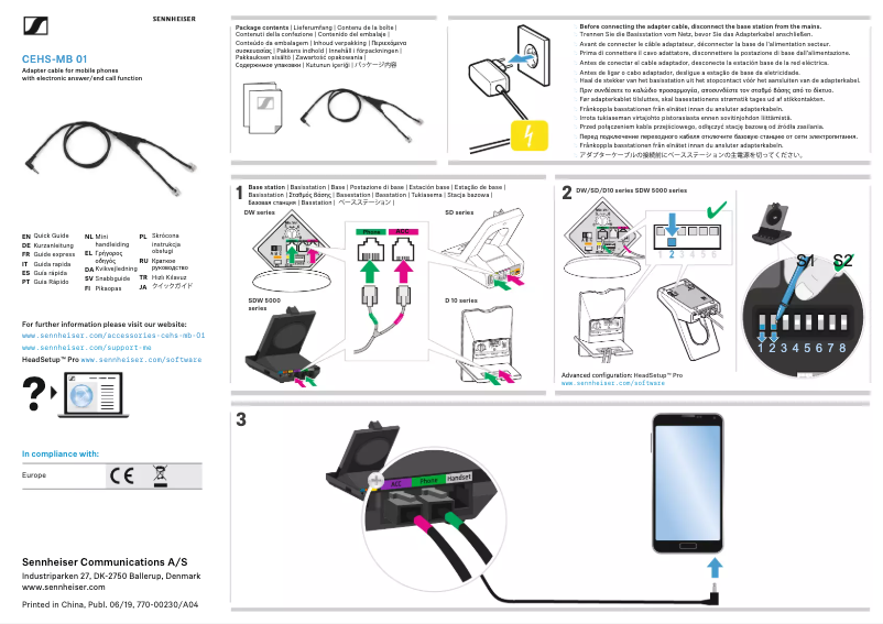 Image de la première page du manuel de l'appareil CEHS-MB 01