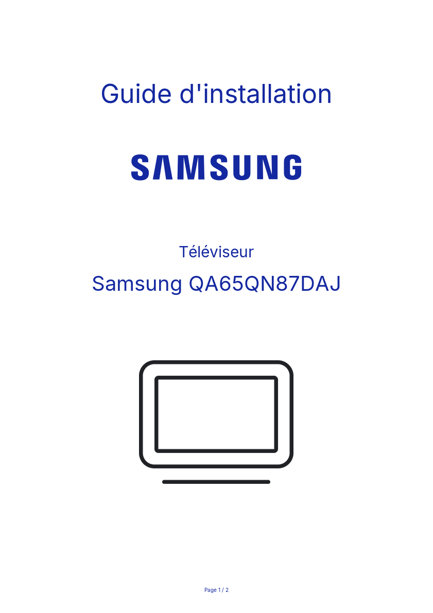 Page n°1 - Guide d'installation Samsung QA65QN87DAJ
