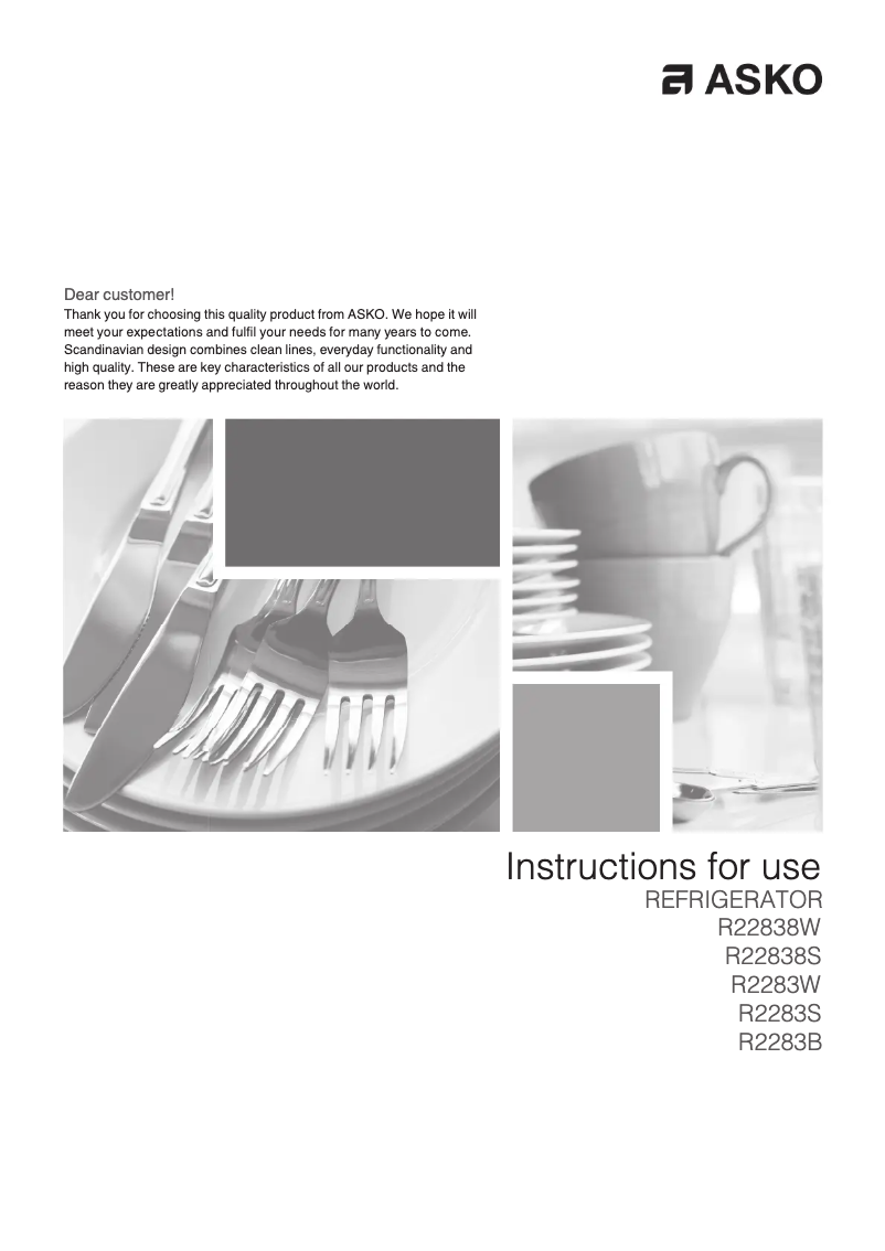Page n°1 - Manuel utilisateur Asko R2283W