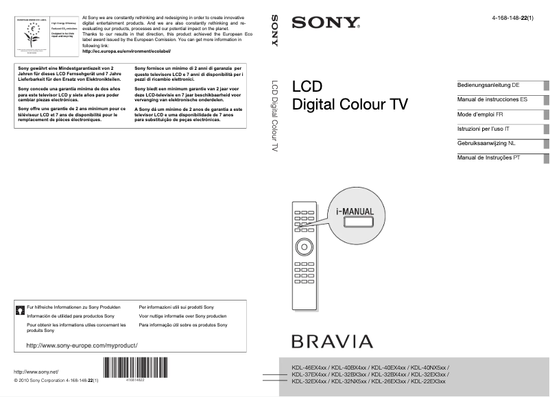 Page 1 de la notice Manuel utilisateur Sony Bravia KDL-32BX400AEP