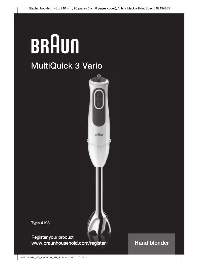 Página 1 del manual Manual de usuario Braun MQ3137WH