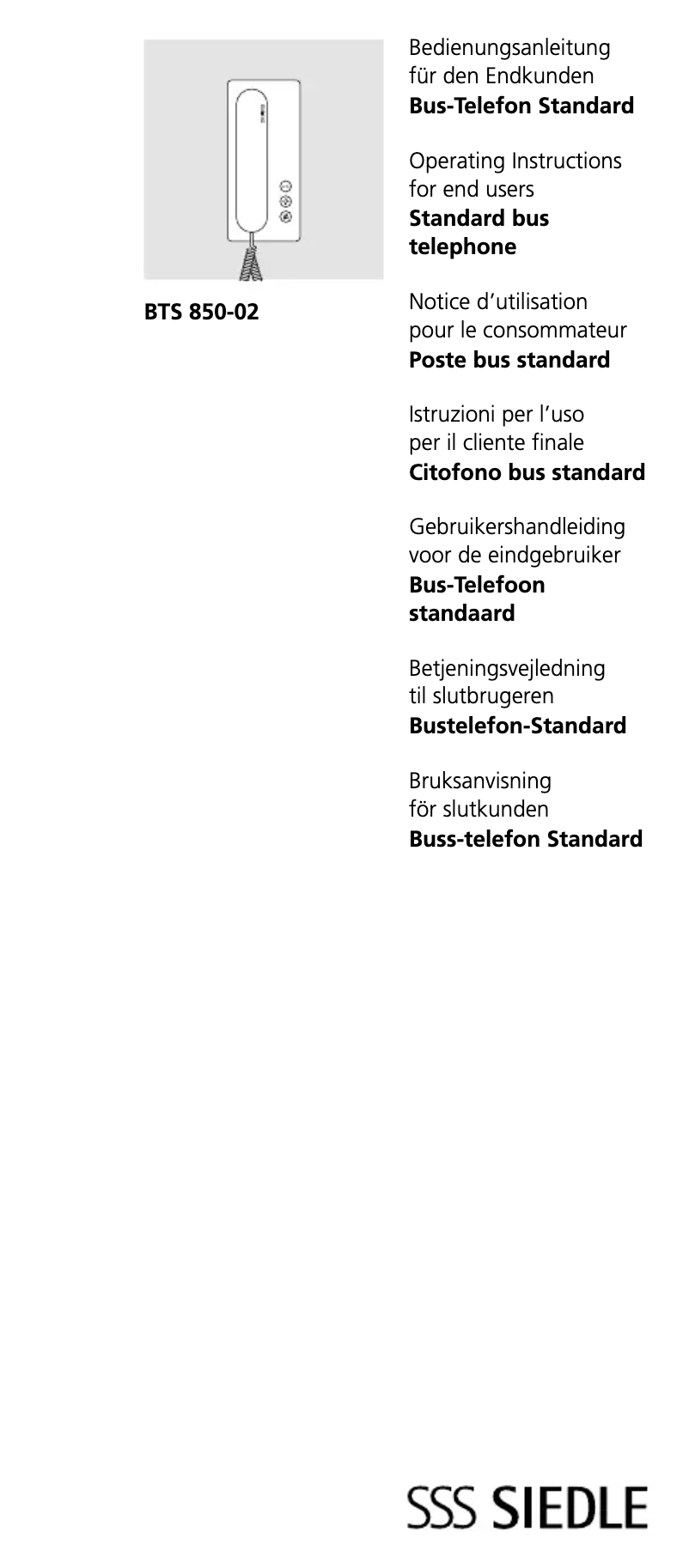Page 1 de la notice Manuel utilisateur Siedle Bus-Telefon Standard