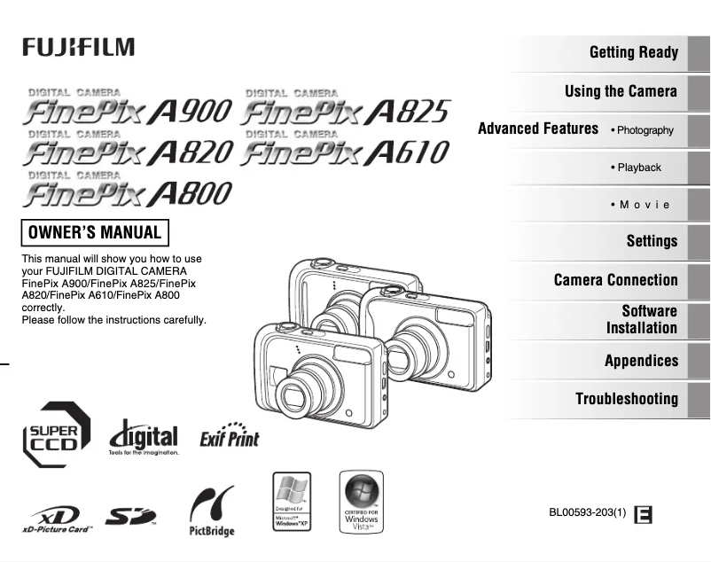 Page n°1 - Manuel utilisateur Fujifilm FinePix A820