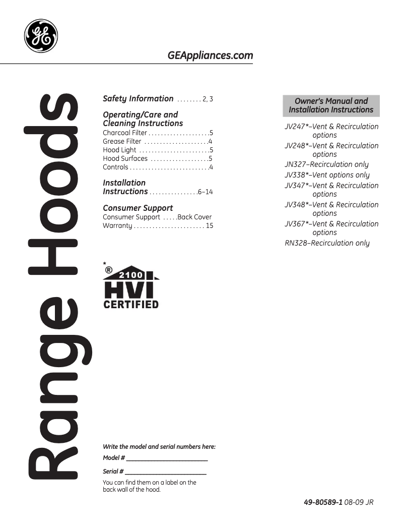 Imagen de la primera página del manual del dispositivo JN327HCC