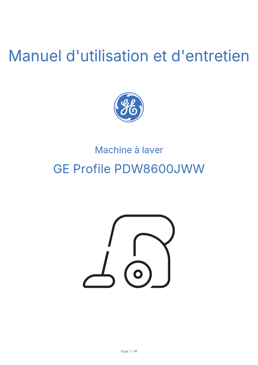 Image de la première page du manuel de l'appareil Profile PDW8600JWW