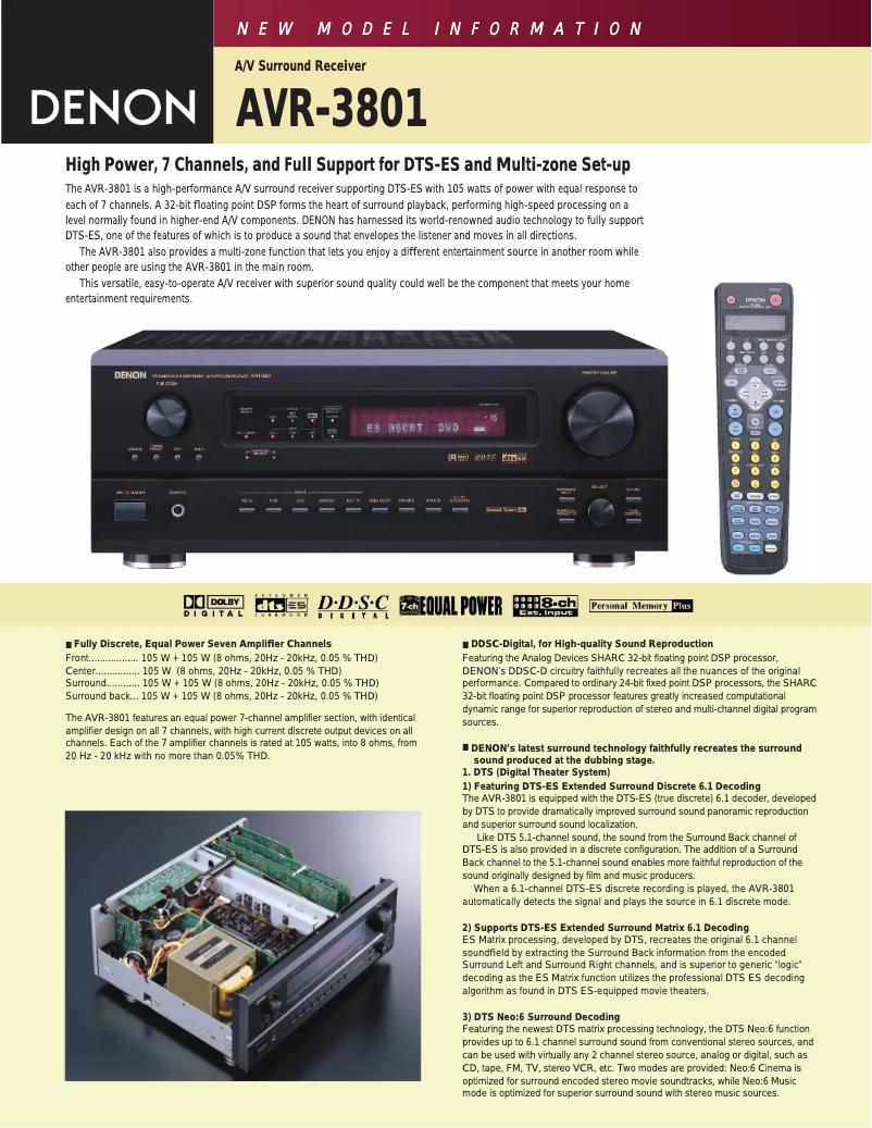 Image de la première page du manuel de l'appareil AVR-3801