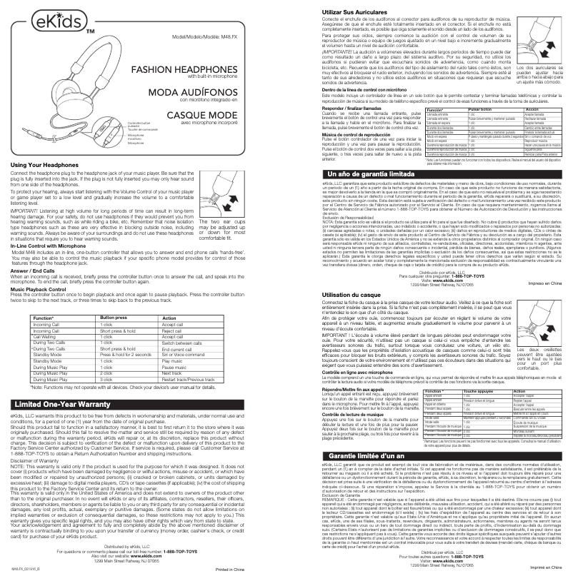 Page 1 de la notice Manuel utilisateur eKids M48.FX