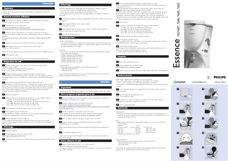 Page n°1 - Manuel utilisateur Philips Essence HD7603