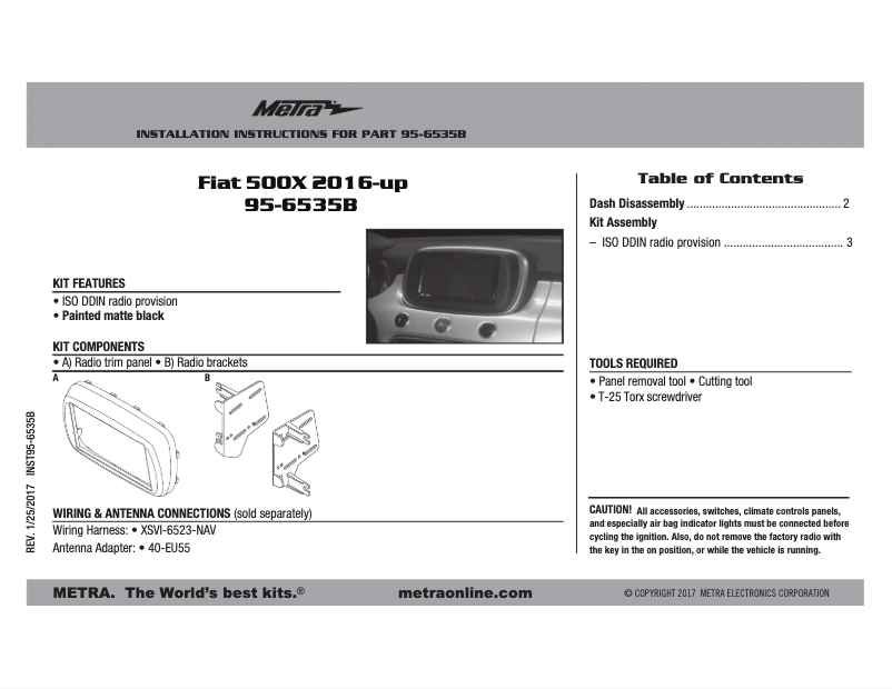 Page n°1 - Manuel utilisateur Metra 95-6535B