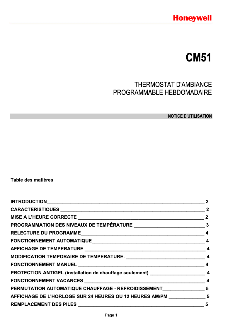 Image de la première page du manuel de l'appareil CM51