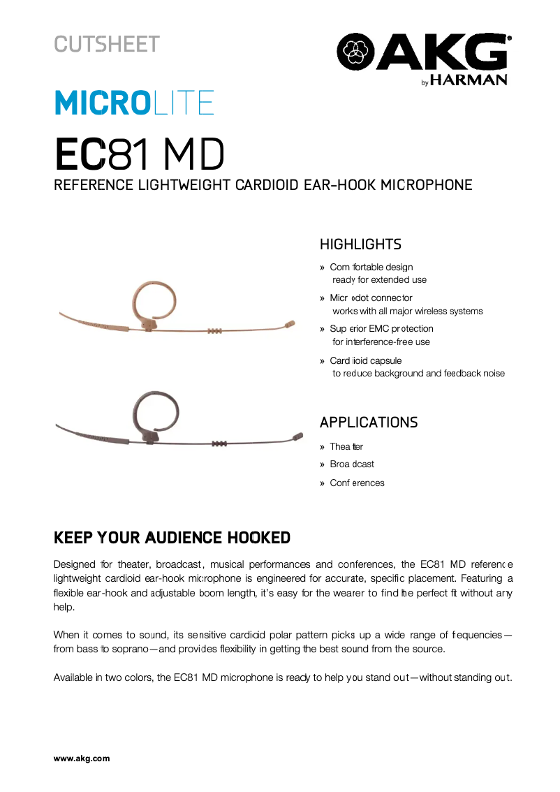 Page n°1 - Fiche technique AKG EC81 MD
