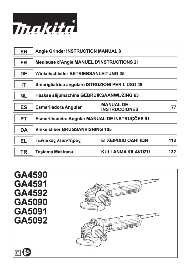 Page n°1 - Manuel utilisateur Makita GA5091