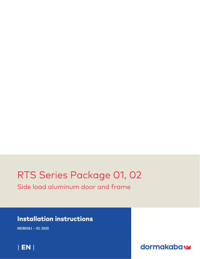 Page 1 de la notice Manuel utilisateur Dormakaba RTS 88