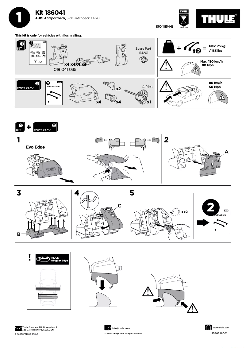 Page 1 de la notice Manuel utilisateur Thule Kit 186041