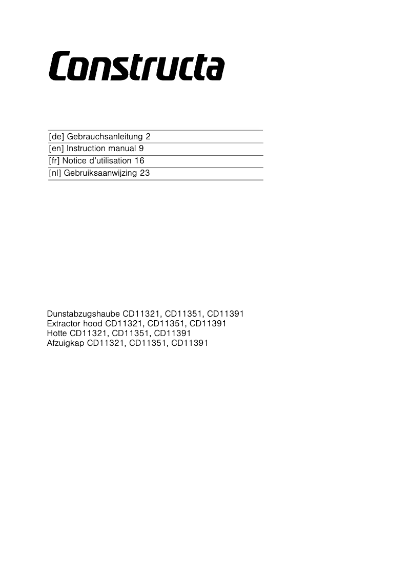 Page n°1 - Manuel utilisateur Constructa CD11321