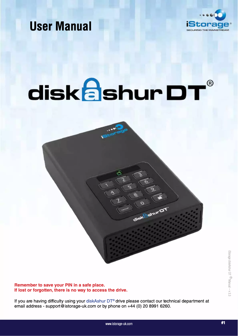 Página 1 del manual Manual de usuario iStorage diskAshur DT USB3 256-bit