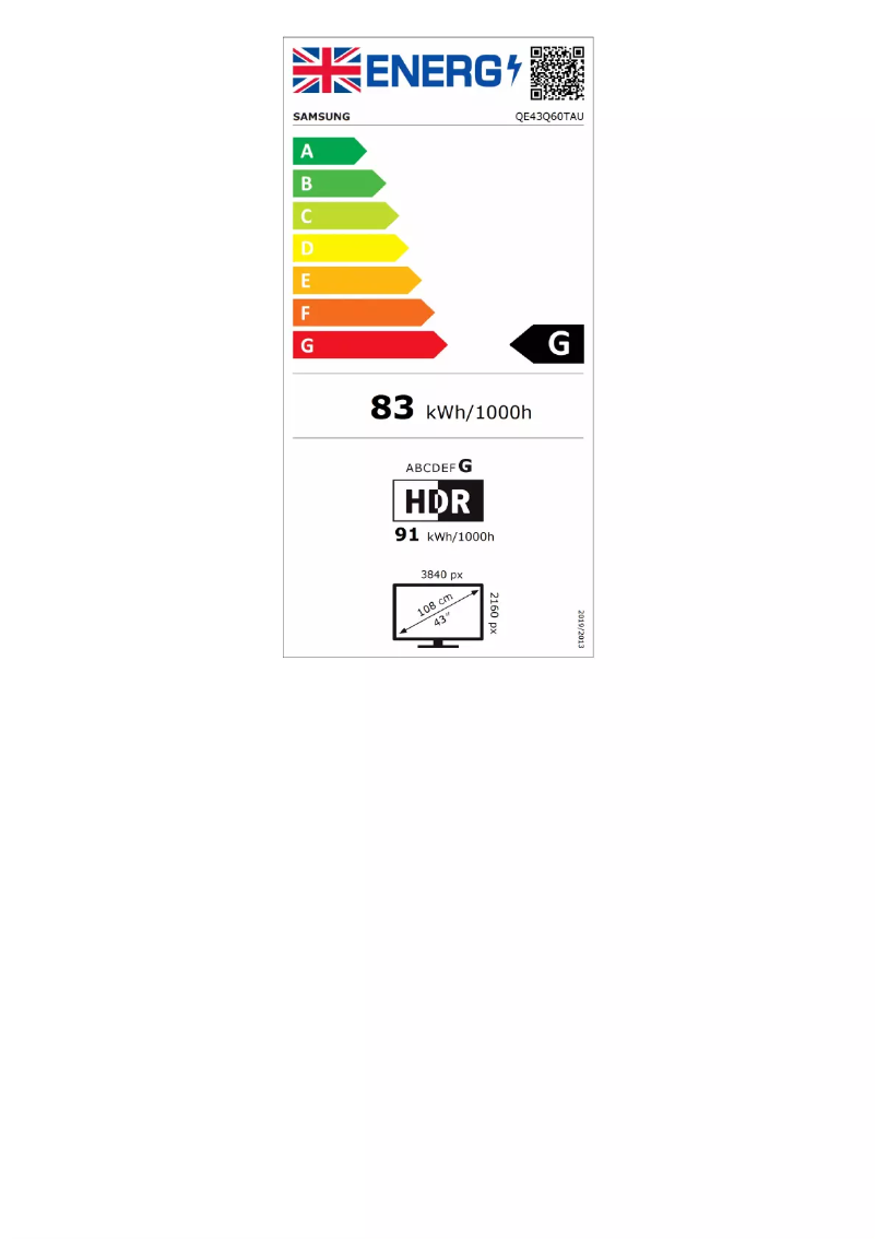 Página 1 del manual Etiqueta energética Samsung Series 6 QE43Q60T