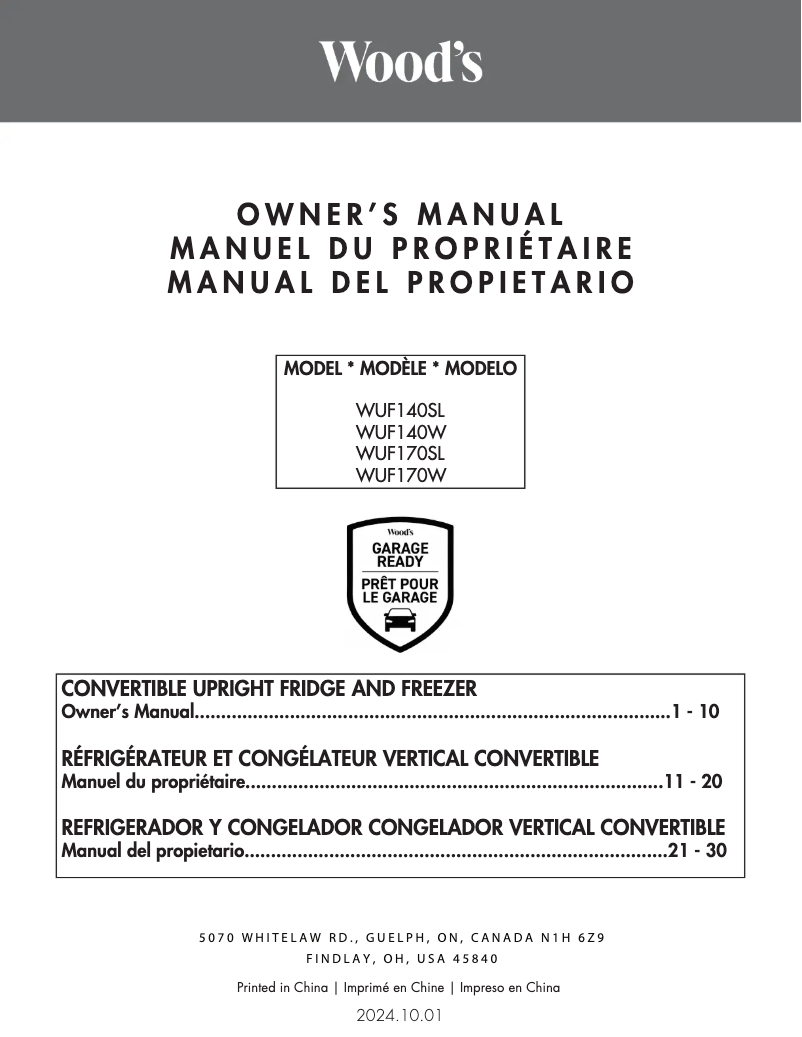 Page 1 de la notice Manuel utilisateur Danby WUF140W