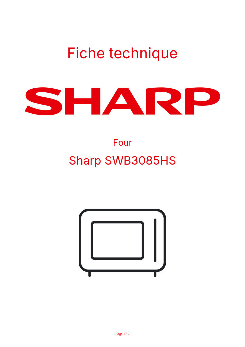 Page n°1 - Fiche technique Sharp SWB3085HS