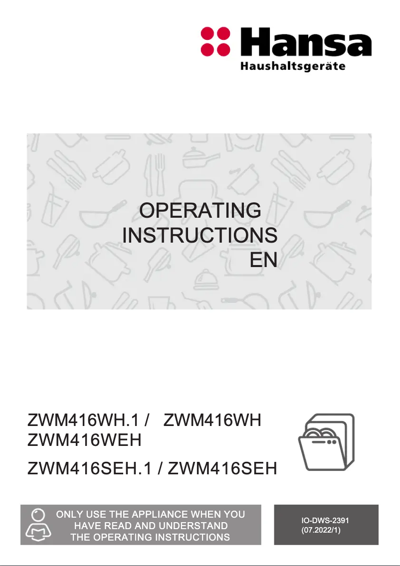 Page 1 de la notice Manuel utilisateur Hansa ZWM 416 WH