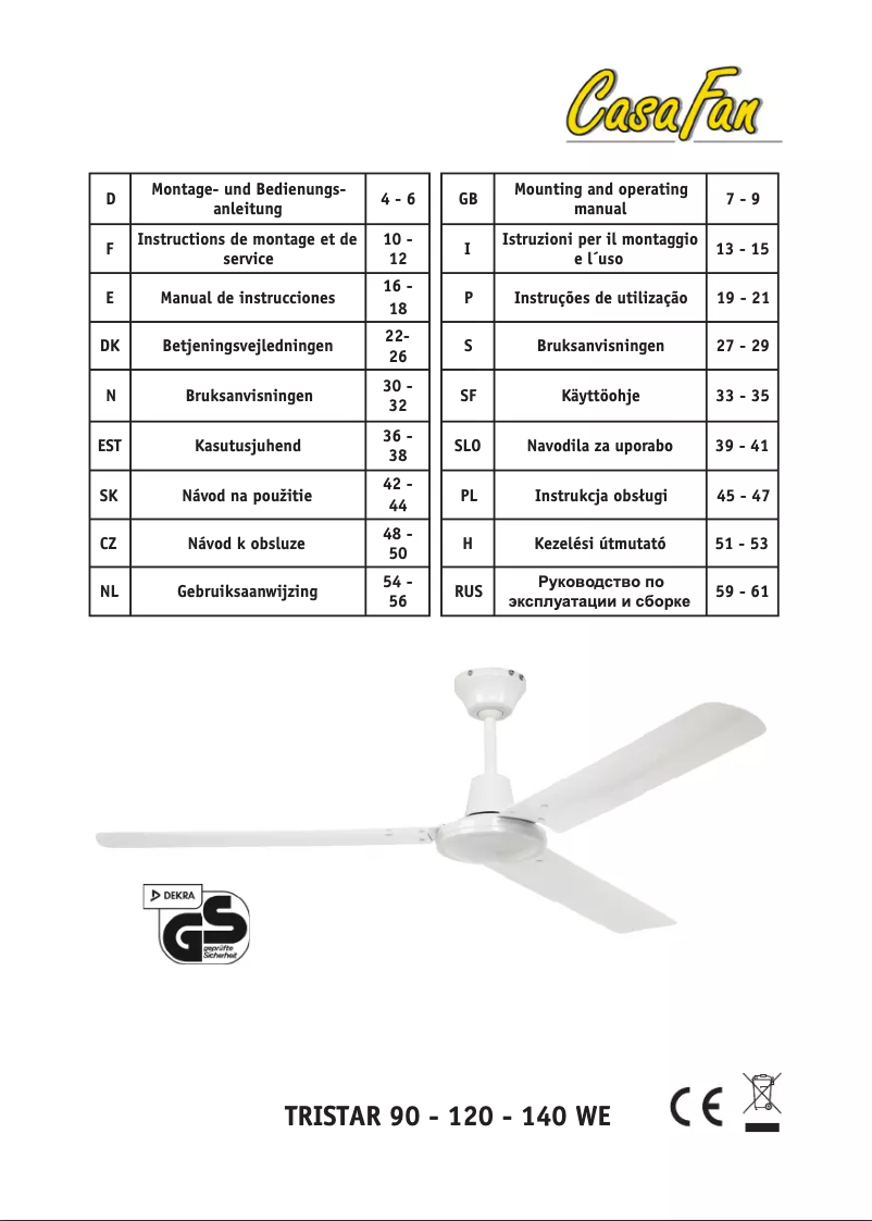 Page 1 de la notice Manuel utilisateur CasaFan Tristar II 120 WE
