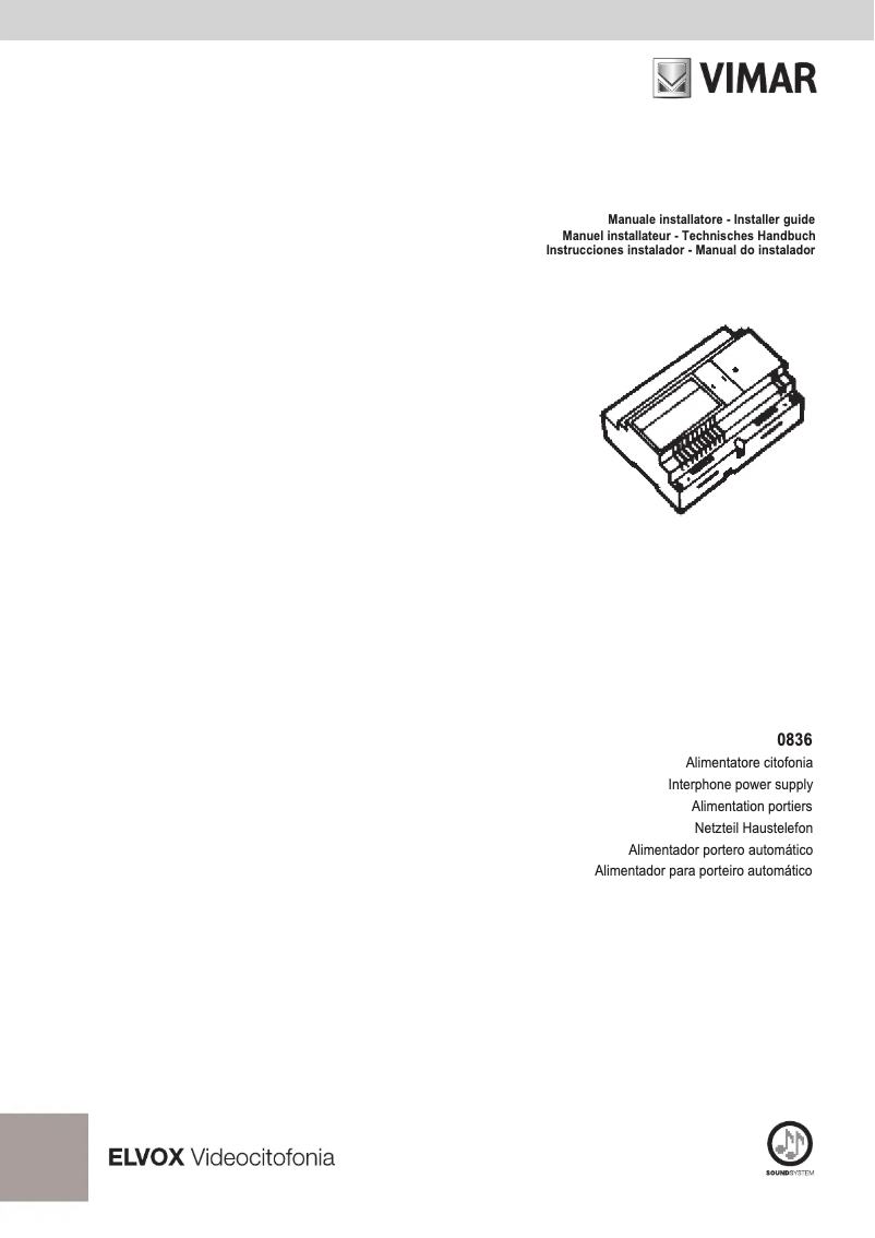 Page 1 de la notice Manuel utilisateur Vimar ELVOX 0836