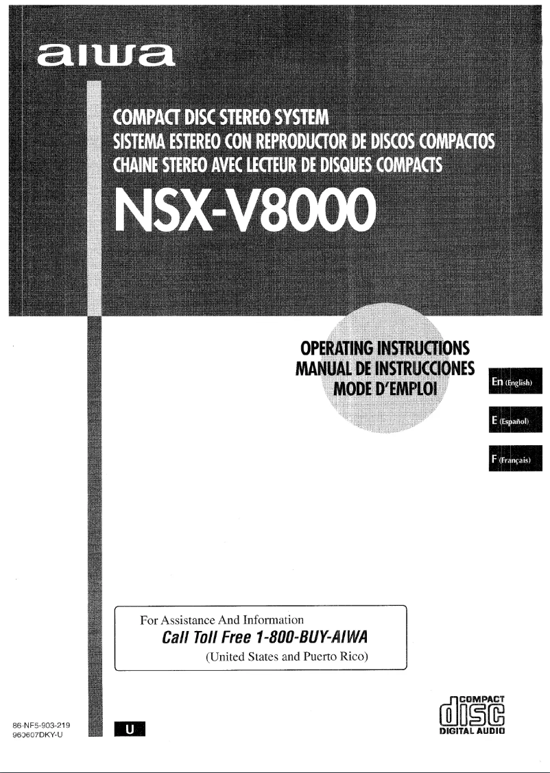 Imagen de la primera página del manual del dispositivo NSX-V8000