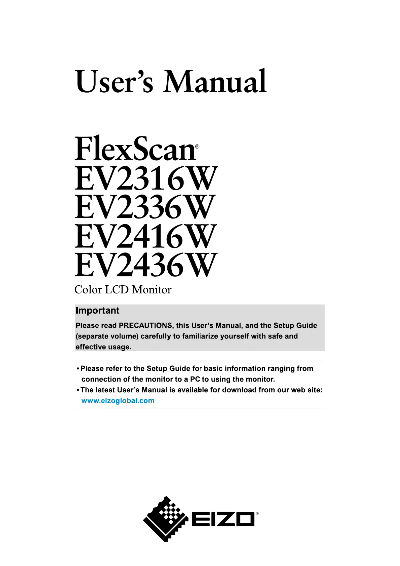 Página 1 del manual Manual de usuario Eizo EV2416WFS-GY