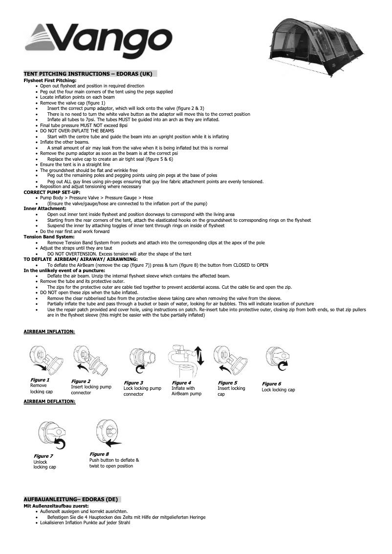 Page n°1 - Manuel utilisateur Vango Edoras 400