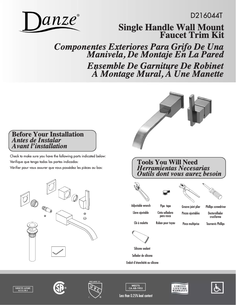 Página 1 del manual Manual de usuario Danze D216044