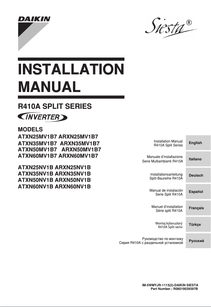 Page n°1 - Manuel utilisateur Daikin ARXN35NV1B