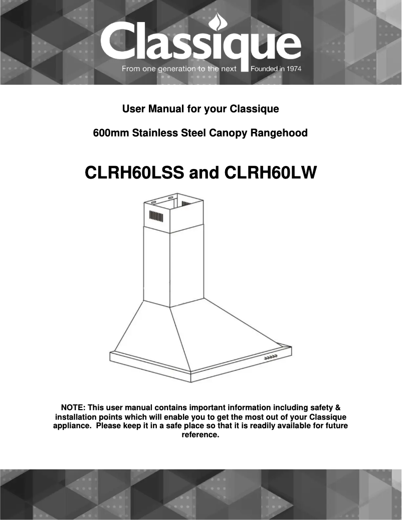 Page n°1 - Manuel utilisateur Classique CLRH60LSS